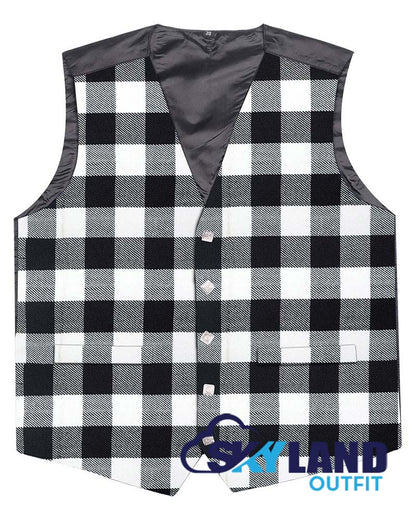 White, Black Rob Roy Tartan Waistcoat - Argyle Vest Made to Order image 0