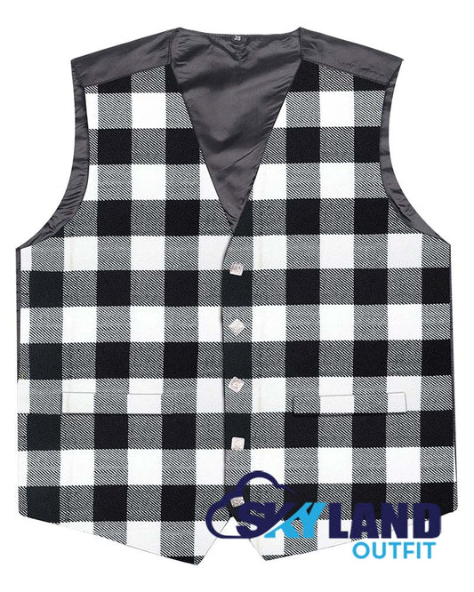 White, Black Rob Roy Tartan Waistcoat - Argyle Vest Made to Order image 0