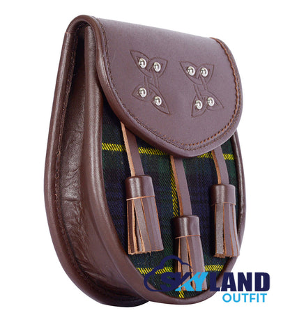 Gordon Tartan Sporran Brown Leather Scottish Sporran image 1