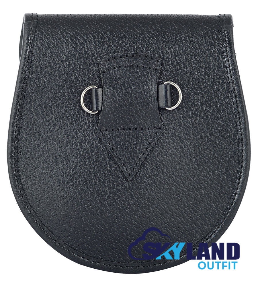 US Navy Tartan Sporran Black Leather Scottish Sporran image 1