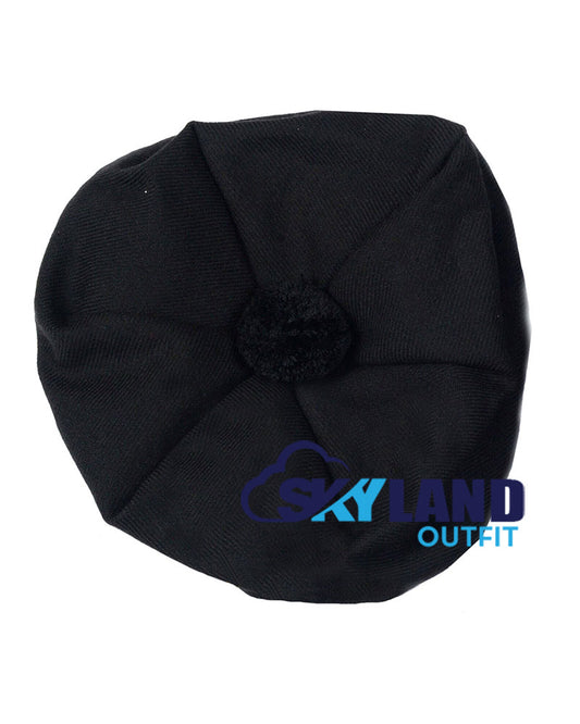 Solid Black Tam o' Shanter Scottish Flat Bonnet Hat image 0