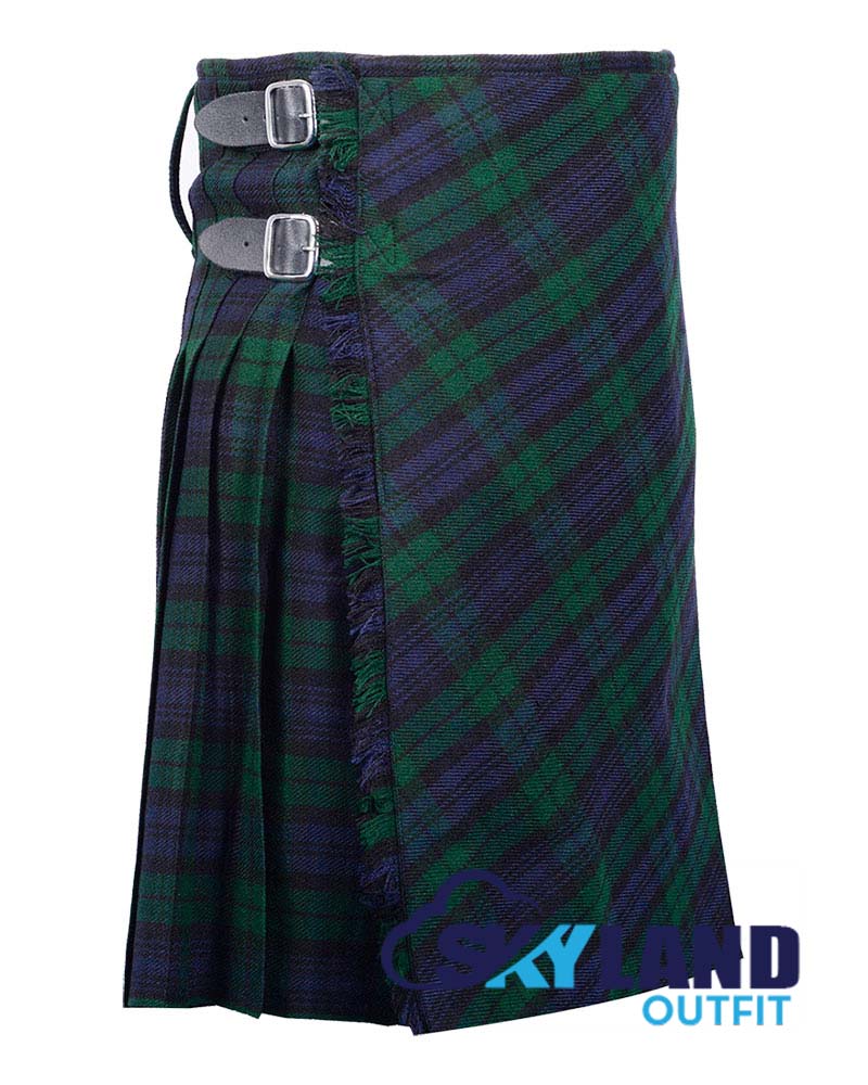Black Watch Tartan Kilt Traditional 8-Yard Scottish Kilt with Bias Cut image 1