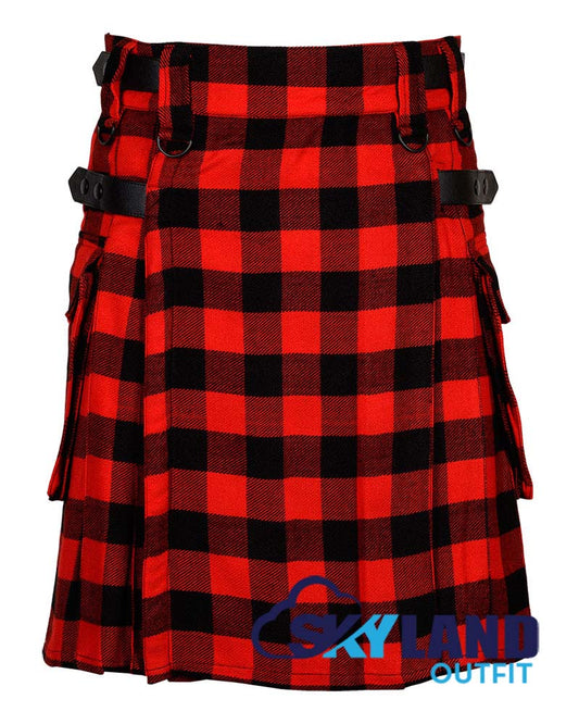 Red, Black Rob Roy Tartan Kilt Modern Utility Kilts image 0