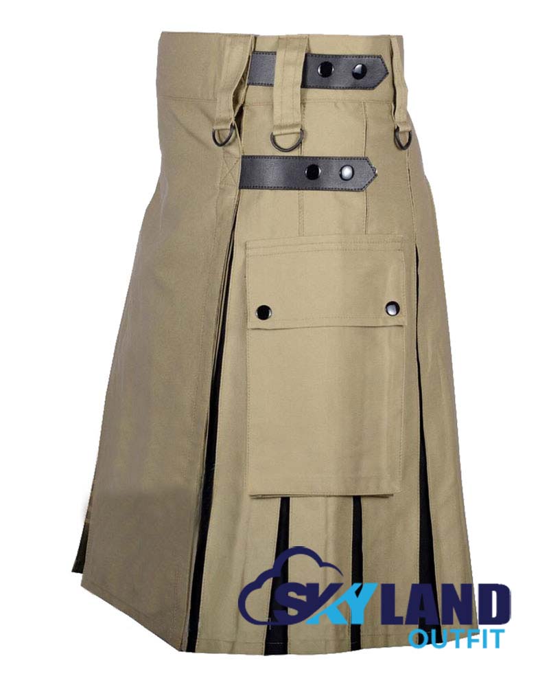 Hybrid Utility Kilts – Khaki Cotton & Black Cotton Kilt image 2