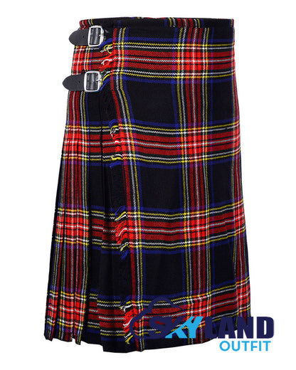 Black Stewart 8 Yard Kilt for Men Traditional Scottish Tartan Kilt image 1