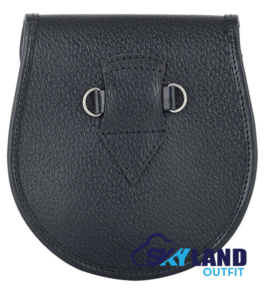 Douglas Blue Tartan Sporran Genuine Black Leather Sporran image 1