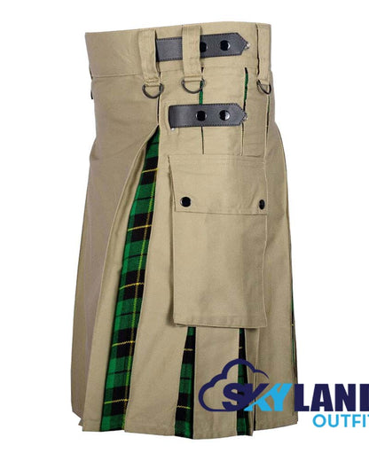 Hybrid Utility Kilts – Khaki Cotton & Wallace Hunting Tartan Kilt image 2