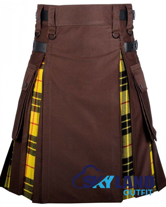 Hybrid Utility Kilts - Brown Cotton & Macleod of Lewis Tartan Kilt image 0