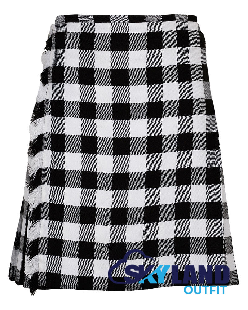 White, Black Rob Roy Tartan 8 Yard Kilt Traditional Scottish Kilt image 0