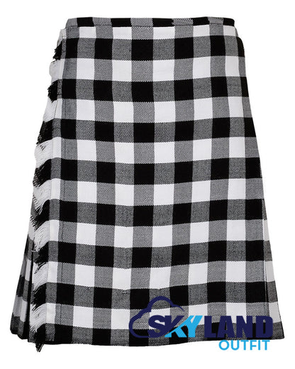 White, Black Rob Roy Tartan 8 Yard Kilt Traditional Scottish Kilt image 0