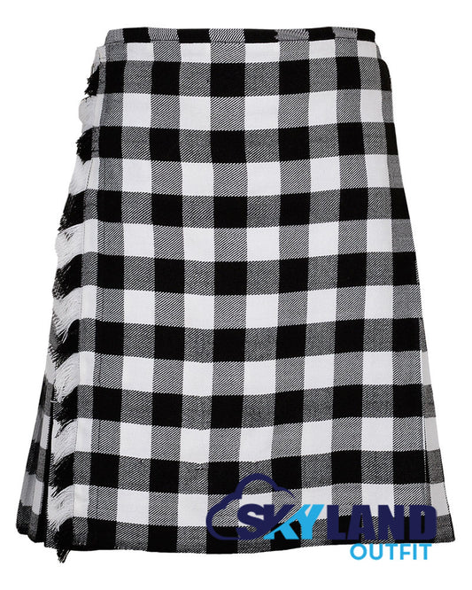 White, Black Rob Roy Tartan 8 Yard Kilt Traditional Scottish Kilt image 0