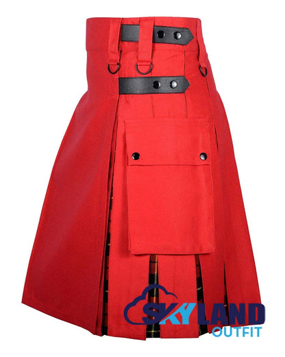 Hybrid Utility Kilts – Red Cotton & Wallace Tartan Kilt image 2
