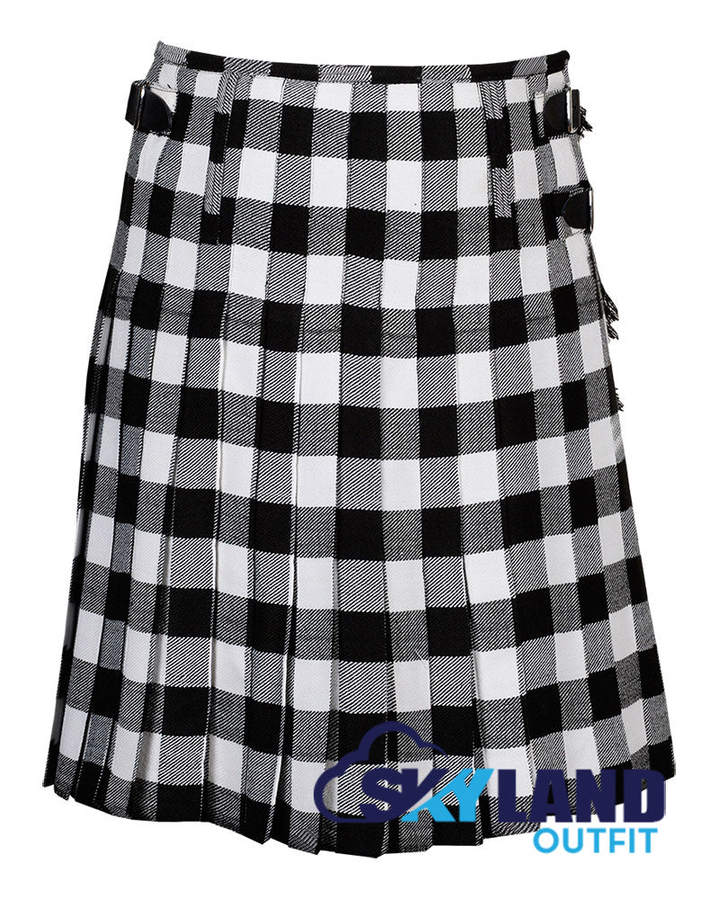 White, Black Rob Roy Tartan 8 Yard Kilt Traditional Scottish Kilt image 2