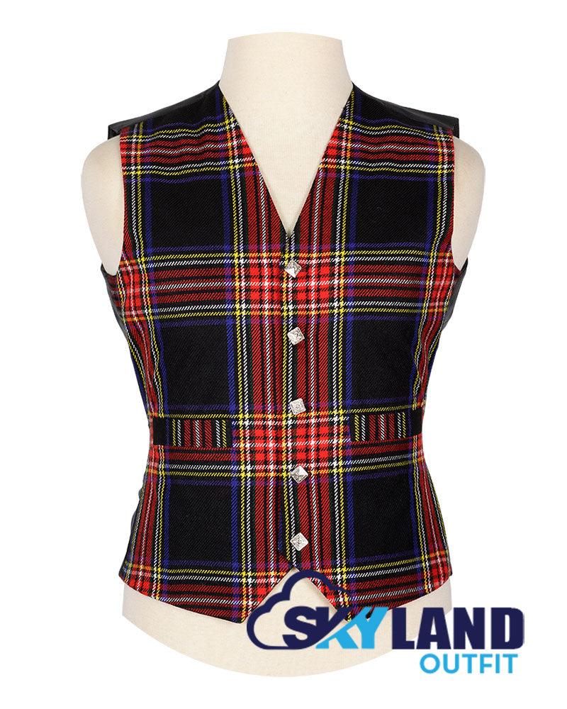 Black Stewart Tartan Waistcoat - Argyle Vest Made to Order image 0