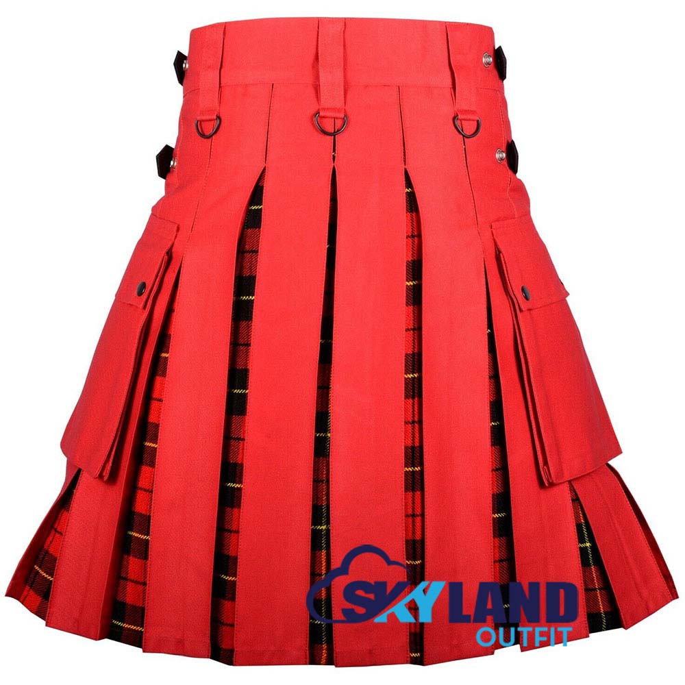 Hybrid Utility Kilts – Red Cotton & Wallace Tartan Kilt image 3