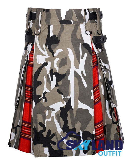 Hybrid Utility Kilts – Camouflage & Royal Stewart Tartan Kilt image 0