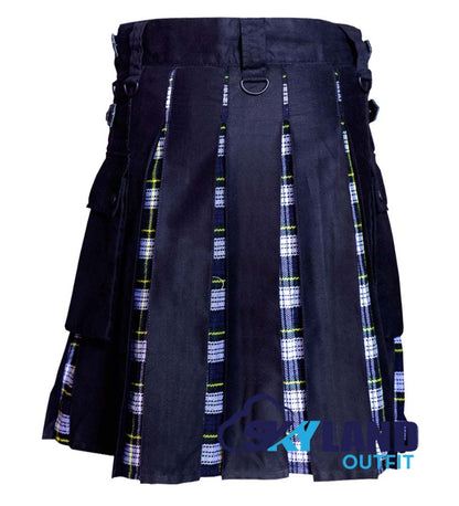 Hybrid Utility Kilts - Black Cotton & Dress Gordon Tartan Kilt image 2