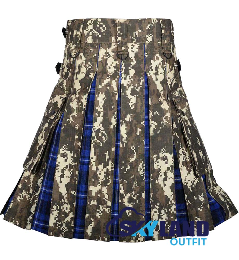 Hybrid Utility Kilts – Digital Camouflage & Ramsey Blue Tartan Kilt image 2