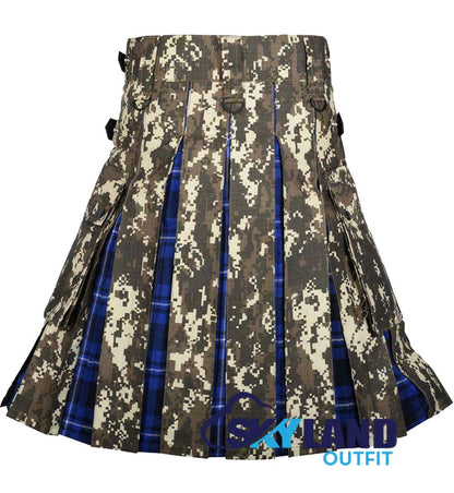 Hybrid Utility Kilts – Digital Camouflage & Ramsey Blue Tartan Kilt image 2