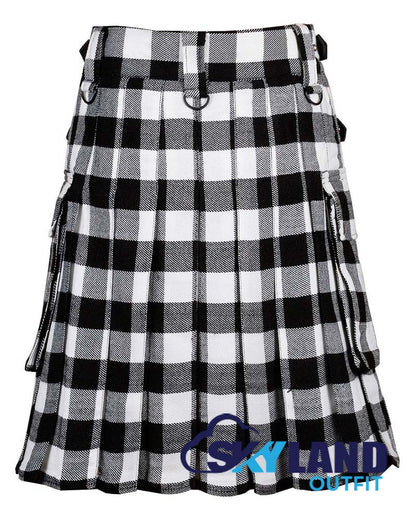 White, Black Rob Roy Tartan Kilt Modern Utility Kilts image 2