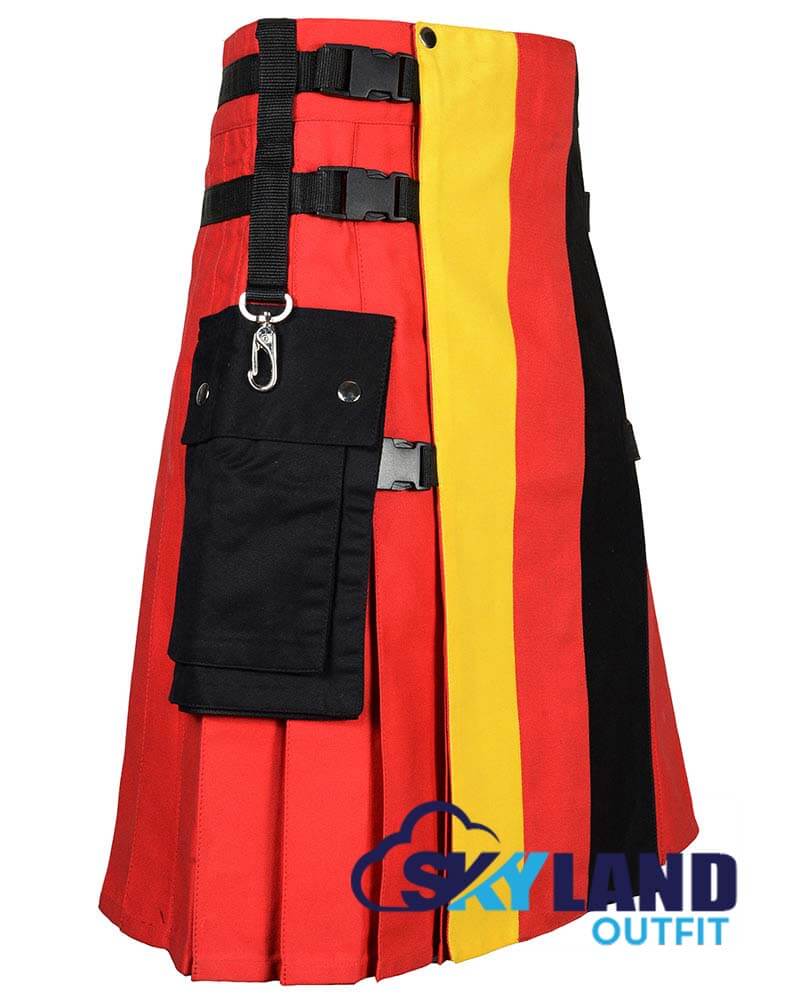 German Flag Utility Kilt – Handmade Cotton Patriotic Kilt for Men