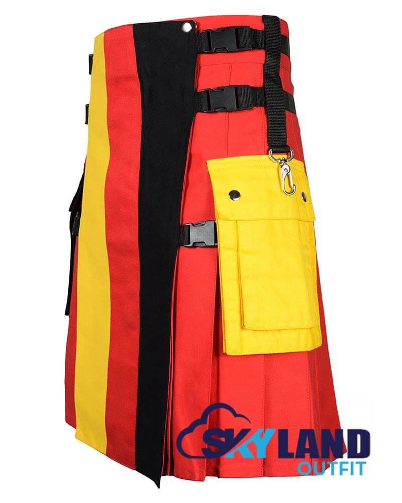 German Flag Utility Kilt – Handmade Cotton Patriotic Kilt for Men