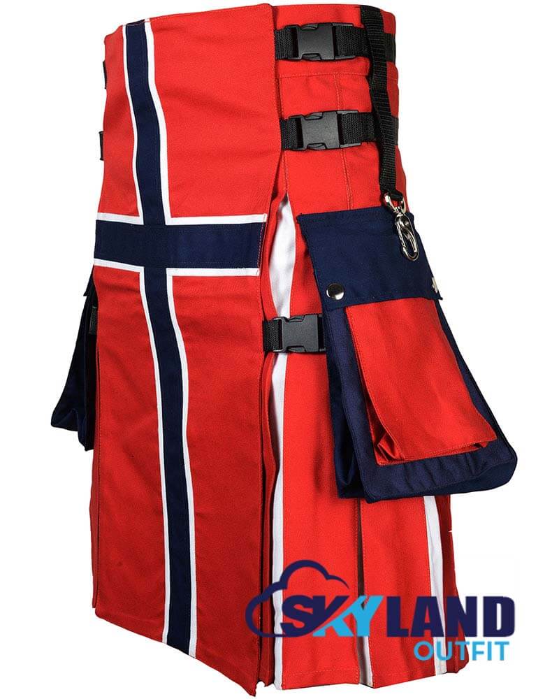 Norway Flag Utility Kilt – Handmade Cotton Patriotic Kilt | Custom Nordic Kilt