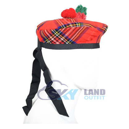 Royal Stewart Tartan Balmoral Hat – Scottish Highlander Kilt Cap
