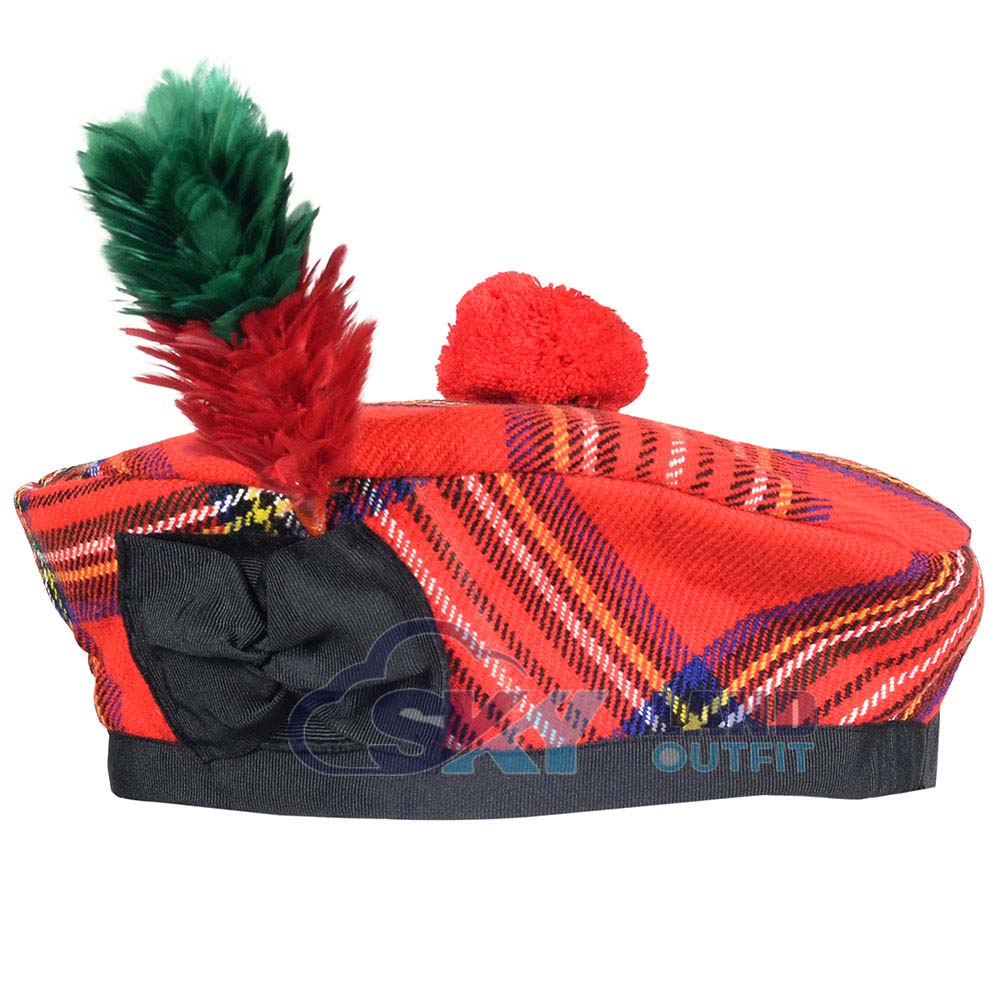 Royal Stewart Tartan Balmoral Hat – Scottish Highlander Kilt Cap