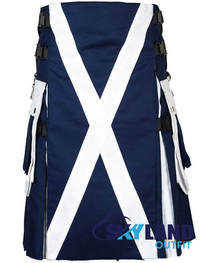 Scotland Flag Utility Kilt – Handmade Cotton Patriotic Kilt for Men
