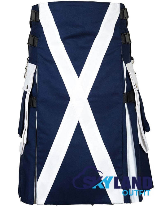 Scotland Flag Utility Kilt – Handmade Cotton Patriotic Kilt for Men
