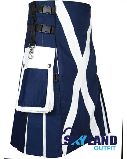 Scotland Flag Utility Kilt – Handmade Cotton Patriotic Kilt for Men