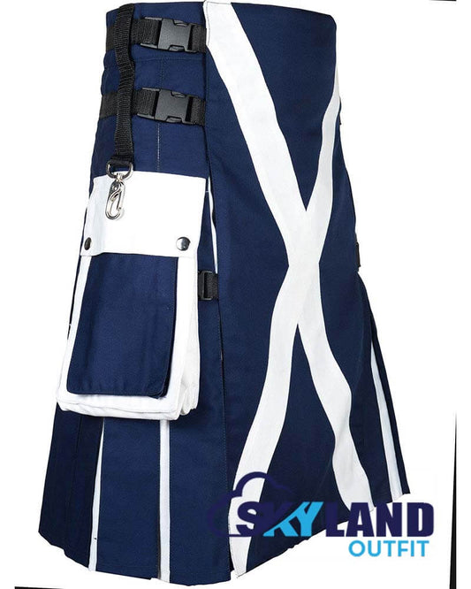 Scotland Flag Utility Kilt – Handmade Cotton Patriotic Kilt for Men