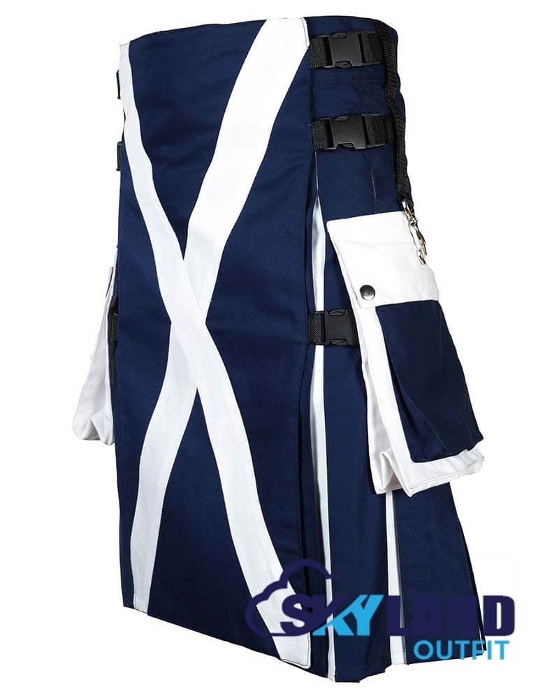 Scotland Flag Utility Kilt – Handmade Cotton Patriotic Kilt for Men