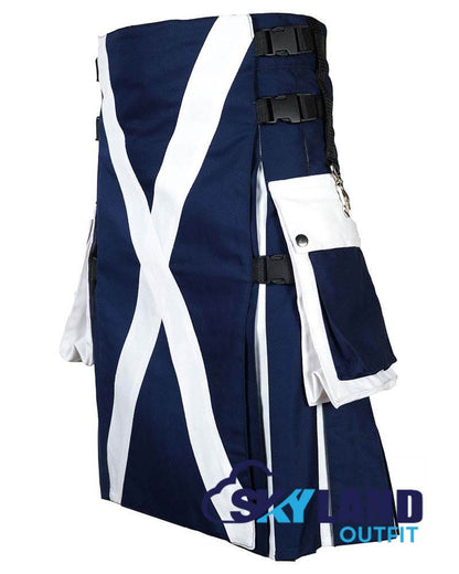 Scotland Flag Utility Kilt – Handmade Cotton Patriotic Kilt for Men