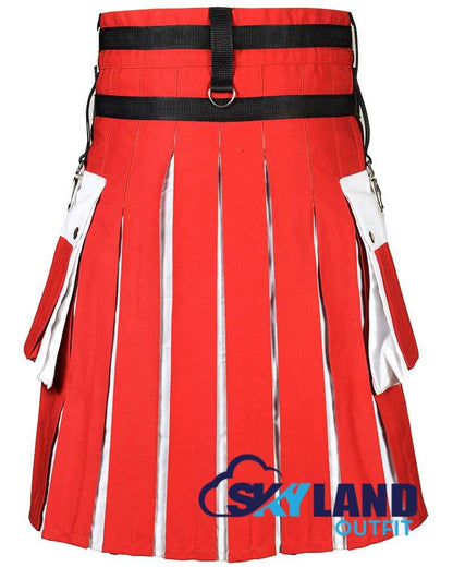 Swiss Flag Utility Kilt – Handmade Cotton Patriotic Scottish Kilts