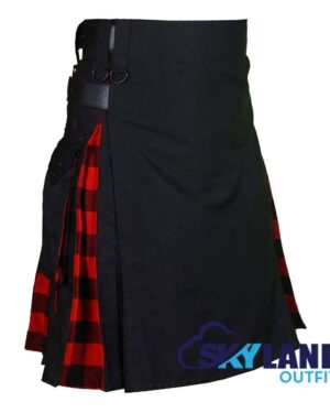 Black inner rob roy tartan kilt side 1