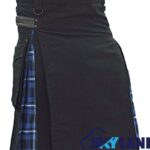 Hybrid Utility Kilts - Black Cotton & Ramsey Blue Tartan Kilt