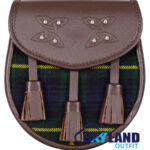 Gordon Tartan Sporran Brown Leather Scottish Sporran