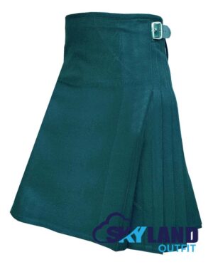 Solid Green Tartan 8 Yard Kilt for Men Traditional Scottish Kilt - Image 3