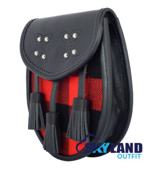 MacGregor Rob Roy Tartan Sporran Black Leather Sporran - Image 3