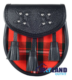 MacGregor Tartan Sporran Black Leather Scottish Sporran