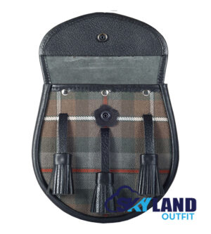 Weathered Mackenzie Tartan Sporran Black Leather Sporran - Image 4