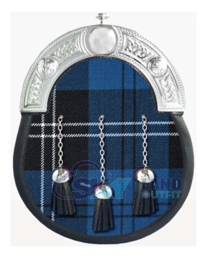 Ramsey Blue Hunting Tartan Sporran Full Dress Leather Sporran