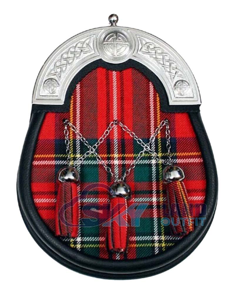 Royal Stewart Tartan Sporran Scottish Full Dress Leather Sporran