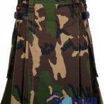 Army Camouflage Utility Kilt with adjustable Leather Straps