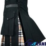 Hybrid Utility Kilts - Black Cotton & Campbell Thompson Tartan Kilt
