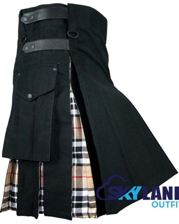 Hybrid Utility Kilts - Black Cotton & Campbell Thompson Tartan Kilt
