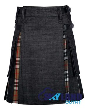 Hybrid Utility Kilts – Black Denim & Cambell Thompson Tartan Kilt
