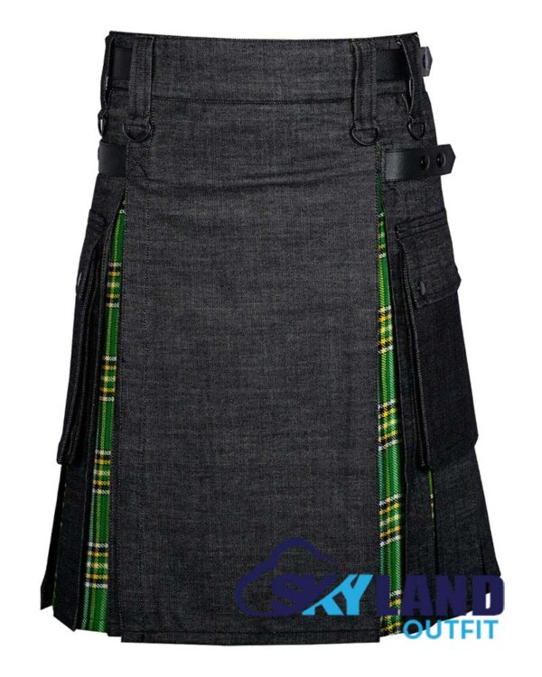 Hybrid Utility Kilts – Black Denim & Irish Tartan Kilt